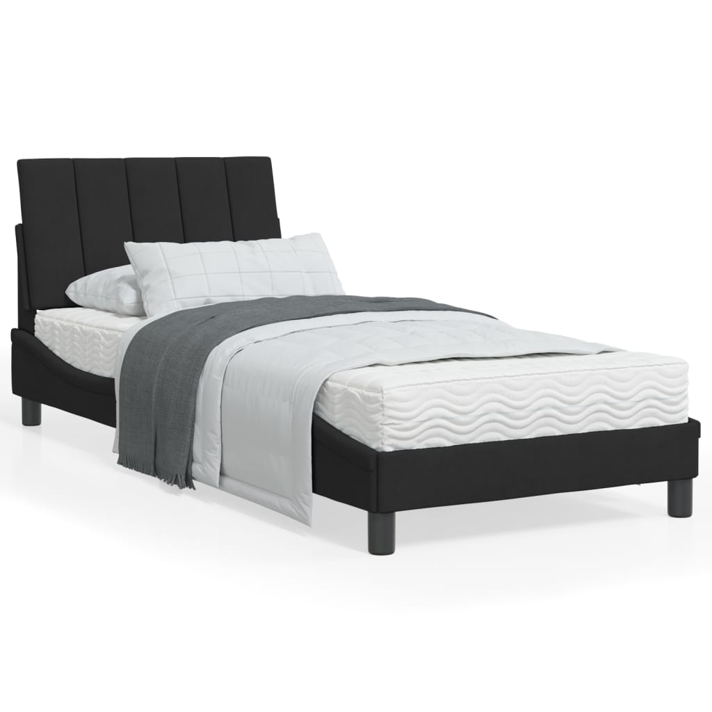 vidaXL Posteľný rám s matracom čierny 90x200 cm zamat