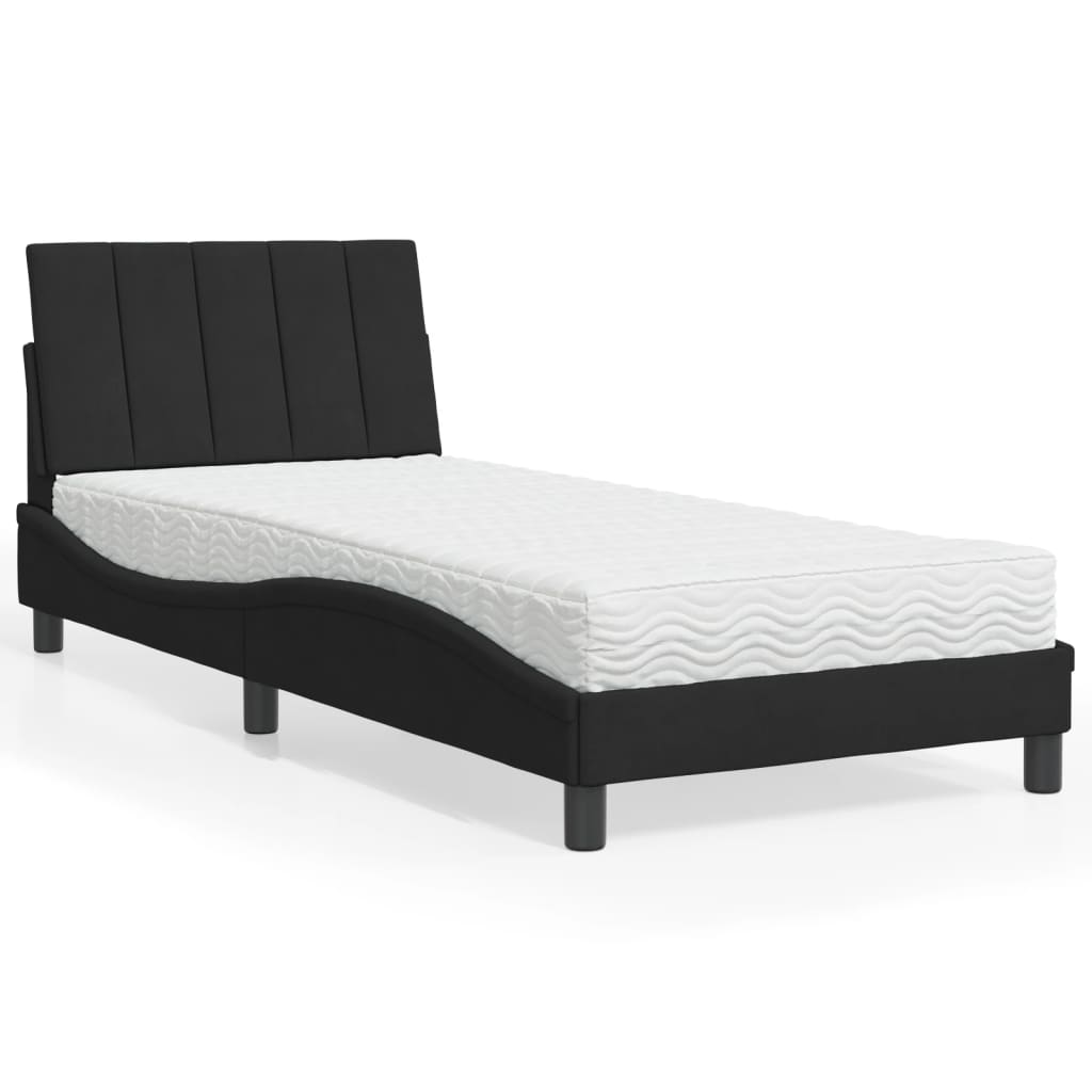vidaXL Posteľný rám s matracom čierny 80x200 cm zamat
