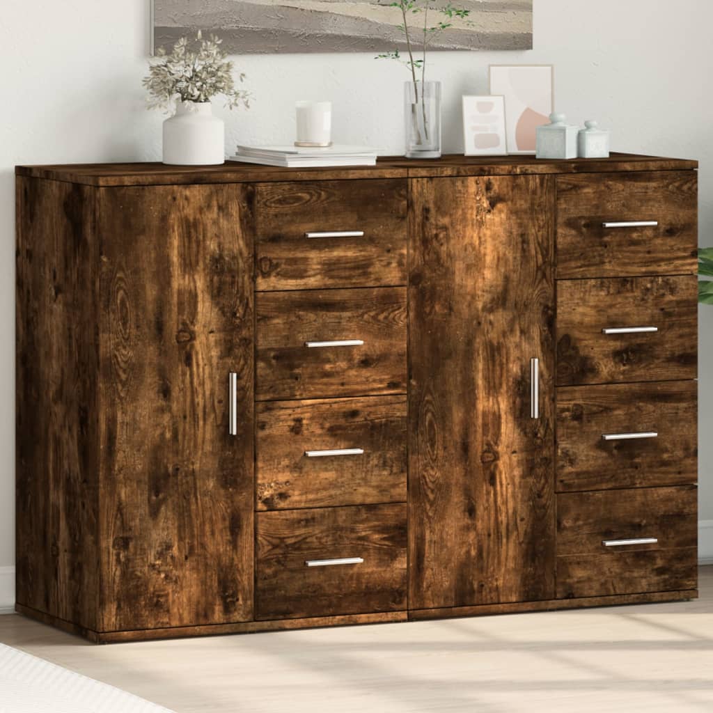 vidaXL Komody 2 ks dymový dub 59x39x80 cm kompozitné drevo