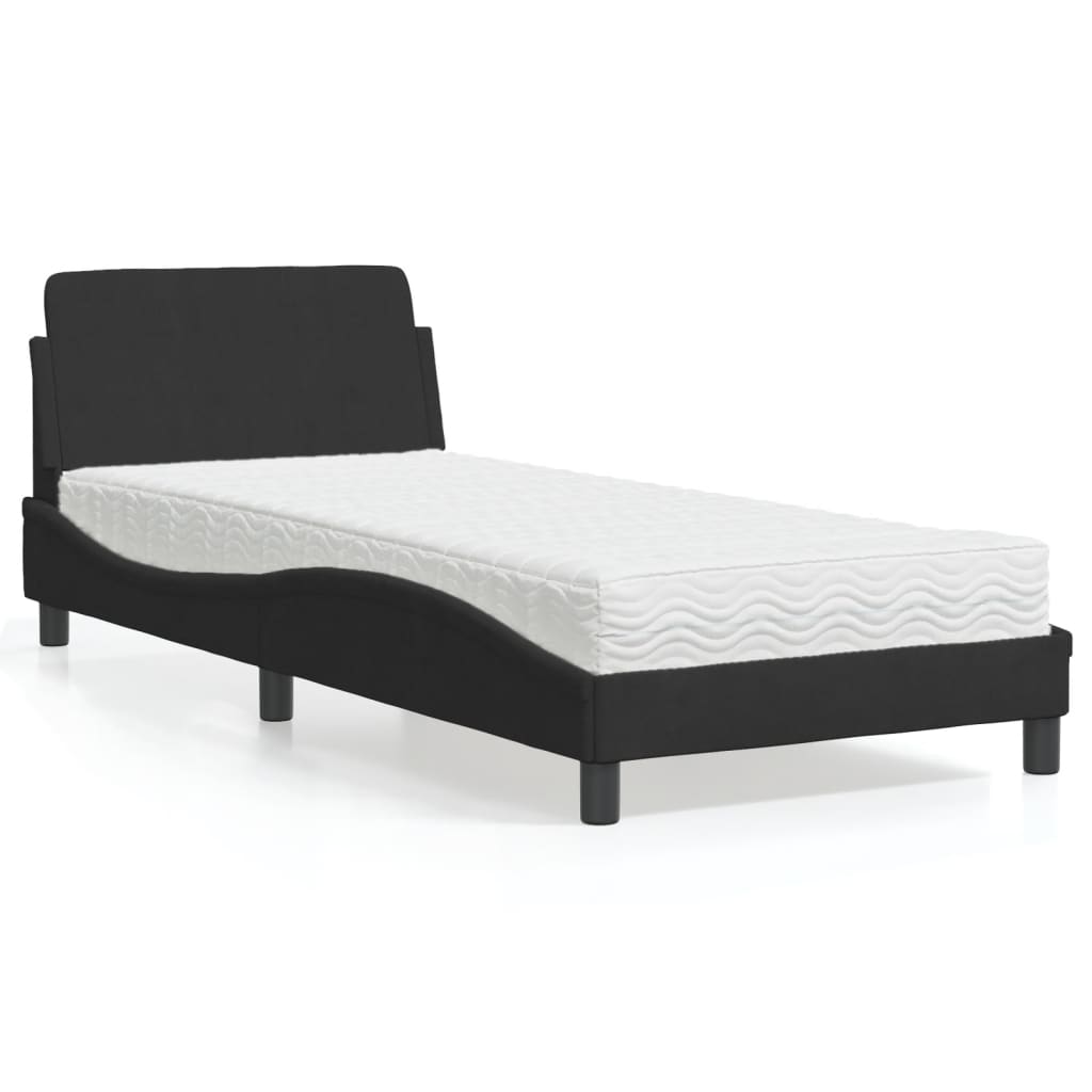 vidaXL Posteľný rám s matracom čierny 90x190 cm zamat