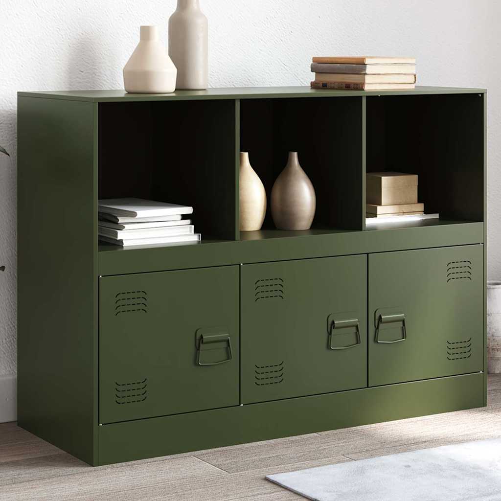 vidaXL Komoda olivovozelená 99x39x73 cm oceľ