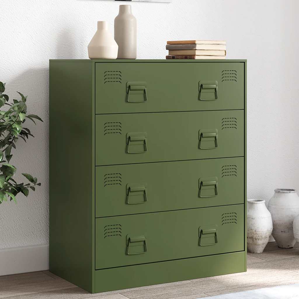 vidaXL Komoda olivovozelená 67x39x83 cm oceľ
