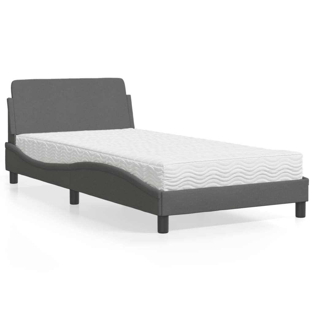 vidaXL Posteľ s matracom tmavosivá 100x200 cm látka