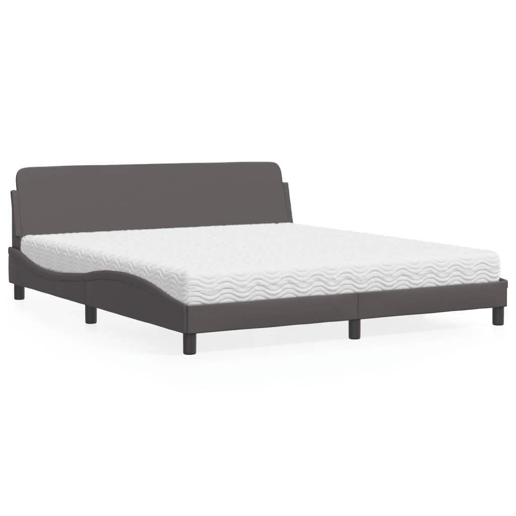 vidaXL Posteľ s matracom sivá 180x200 cm umelá koža