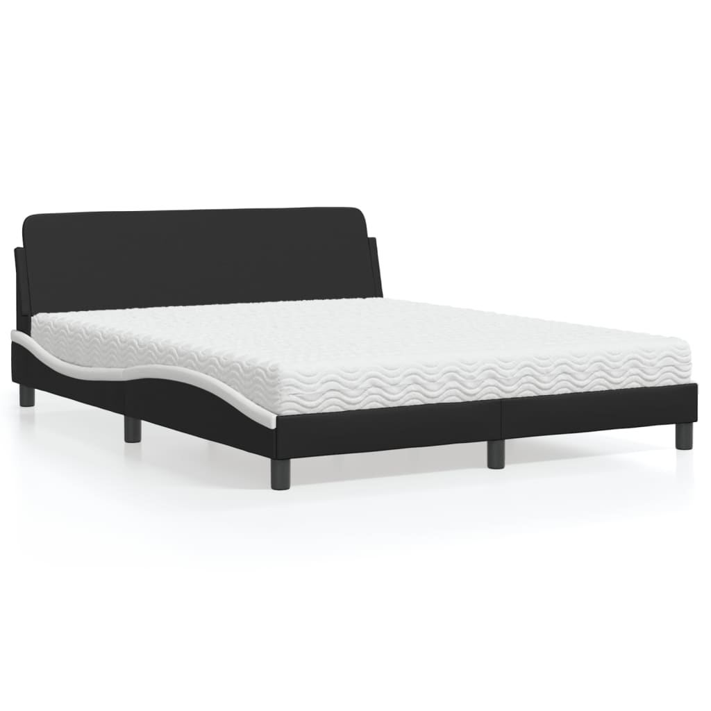 vidaXL Posteľ s matracom čierno-biela 160x200 cm umelá koža