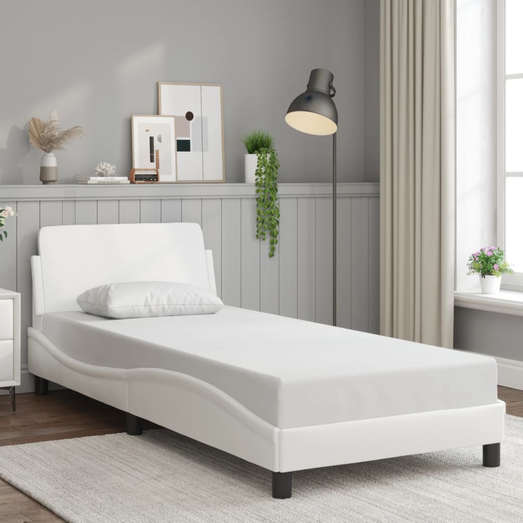 vidaXL Posteľný rám s čelom biely 80x200 cm umelá koža