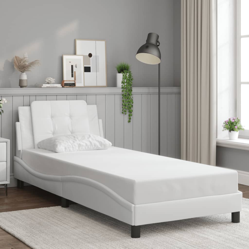 vidaXL Posteľný rám s čelom biely 80x200 cm umelá koža
