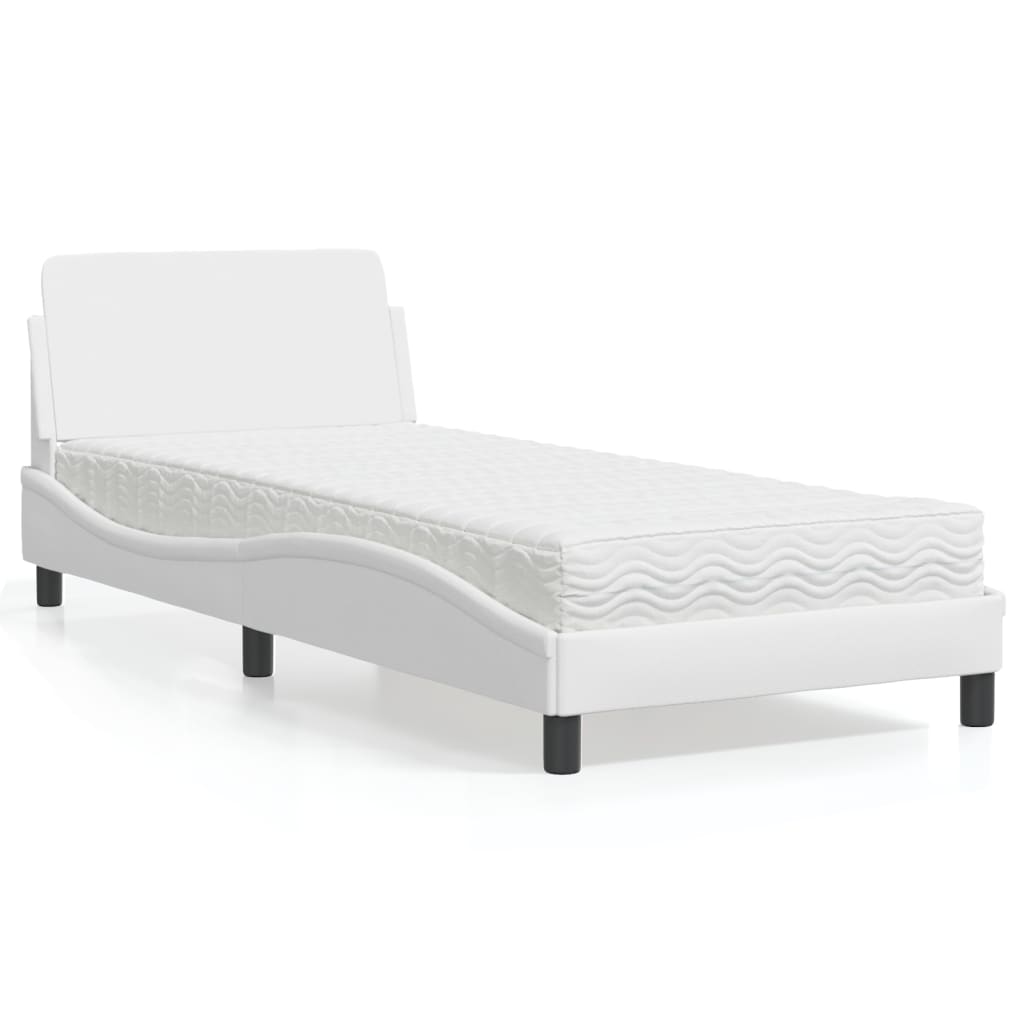 vidaXL Posteľ s matracom biela 80x200 cm umelá koža