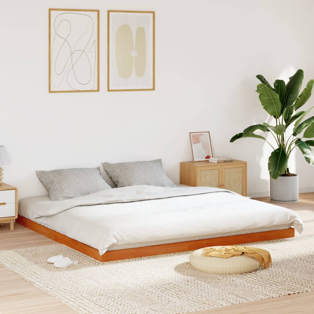 vidaXL Posteľný rám voskovo hnedý 200x200 cm masívna borovica