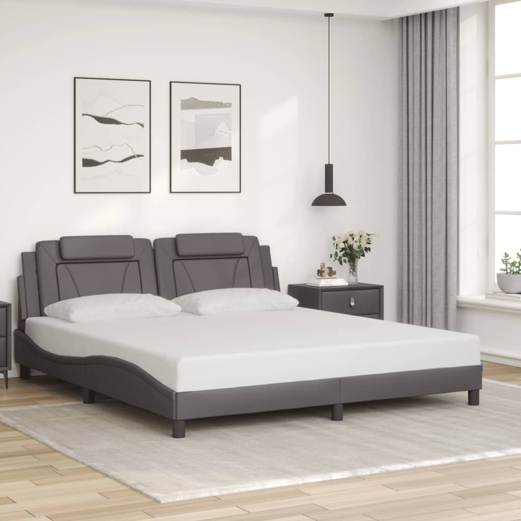 vidaXL Posteľný rám s čelom sivý 180x200 cm umelá koža