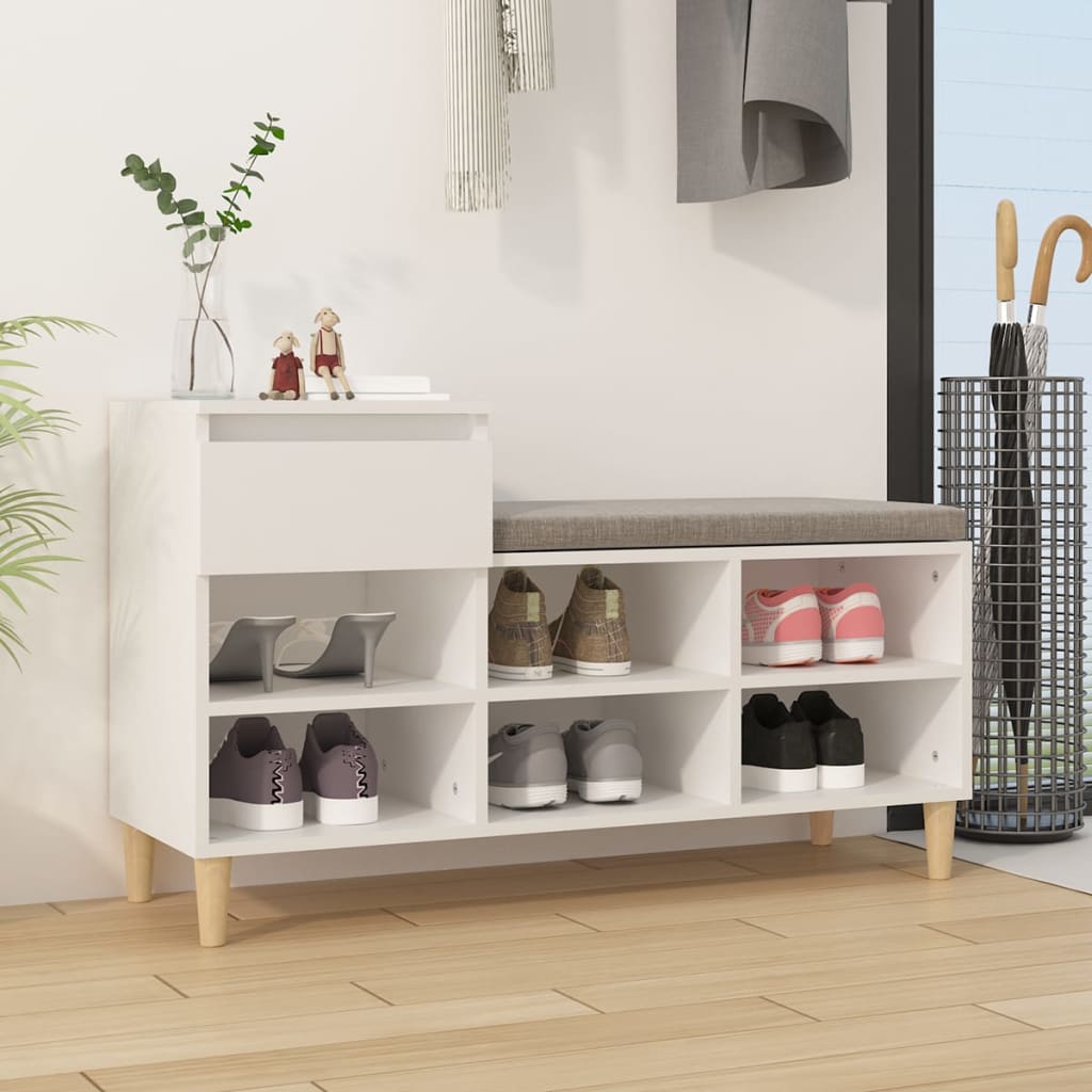 vidaXL Botník biely 102x36x60 cm spracované drevo