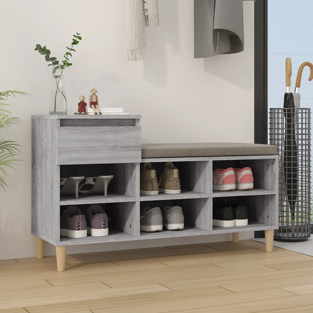 vidaXL Botník sivý dub sonoma 102x36x60 cm spracované drevo