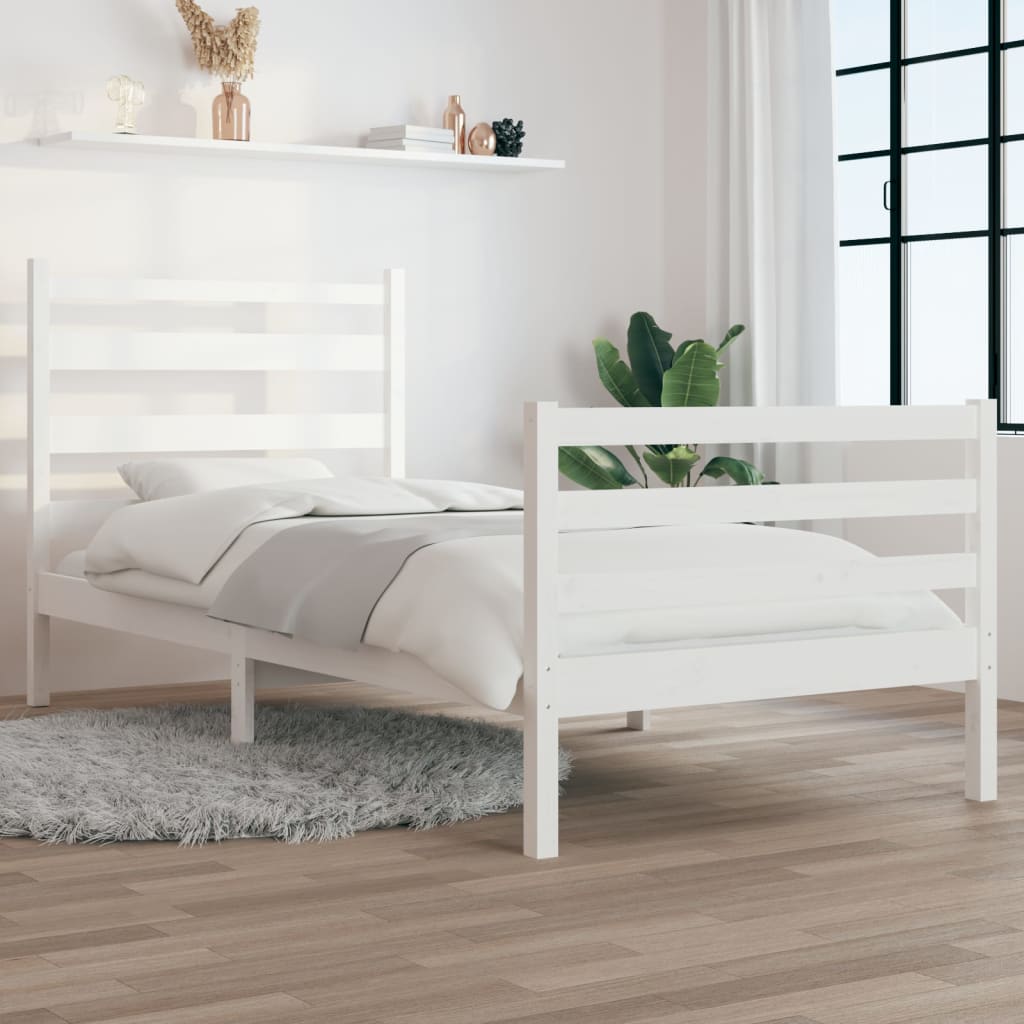 vidaXL Posteľný rám borovicový masív 100x200 cm biely