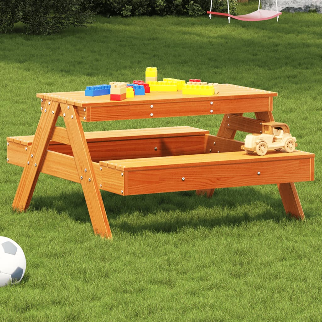 vidaXL Piknikový stôl pre deti voskový 88x97x52 cm borovicový masív