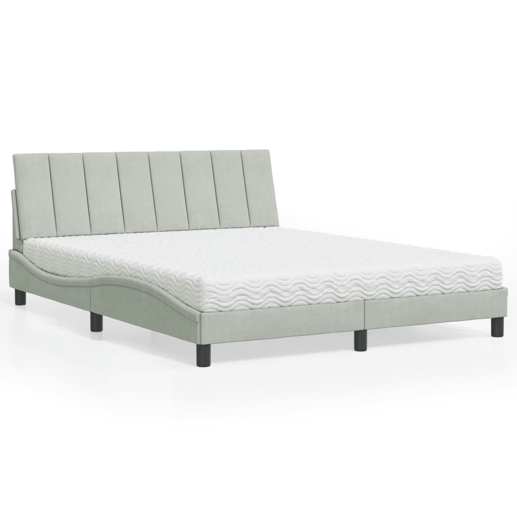 vidaXL Posteľný rám s matracom bledosivý 160x200 cm zamat