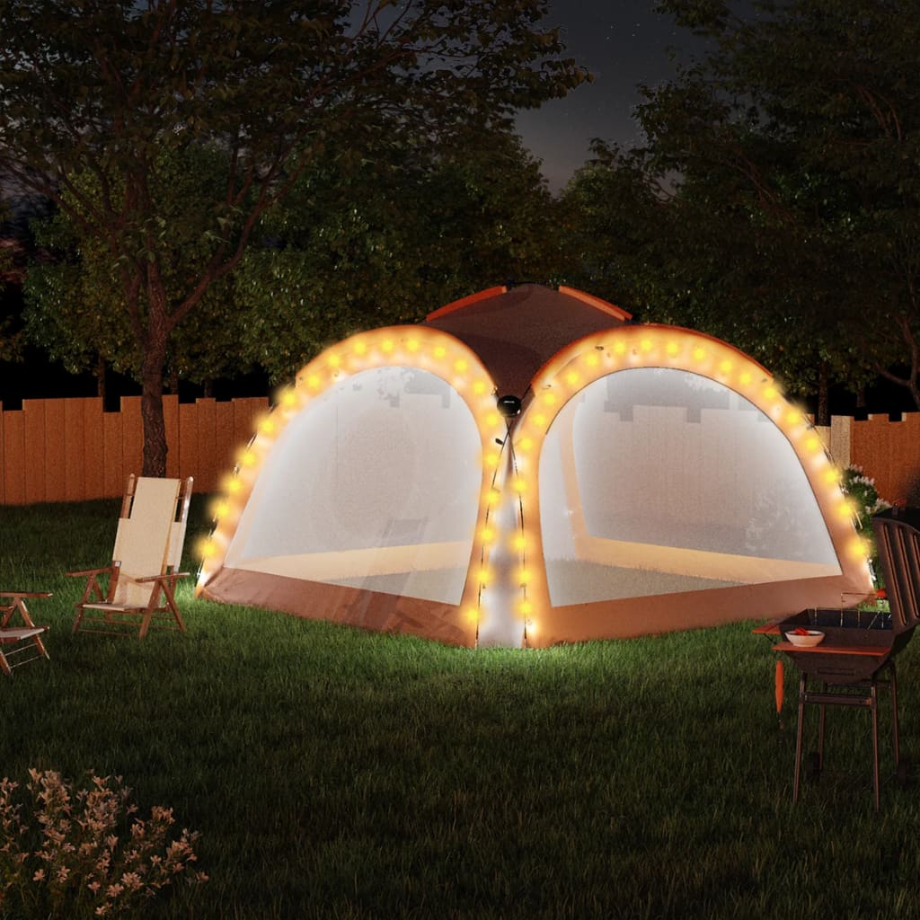 vidaXL Párty stan s LED a 4 bočnými stenami 3,6x3,6x2,3m sivo oranžový