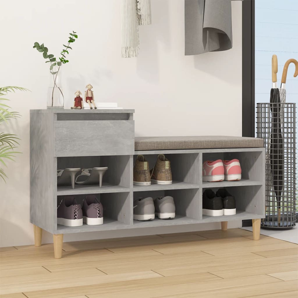 vidaXL Botník betónovo sivý 102x36x60 cm spracované drevo