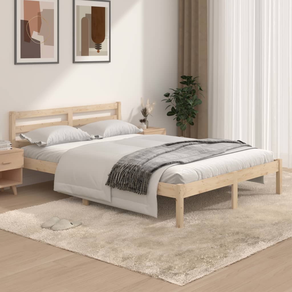 vidaXL Posteľný rám, borovicový masív 135x190 cm, dvojlôžko