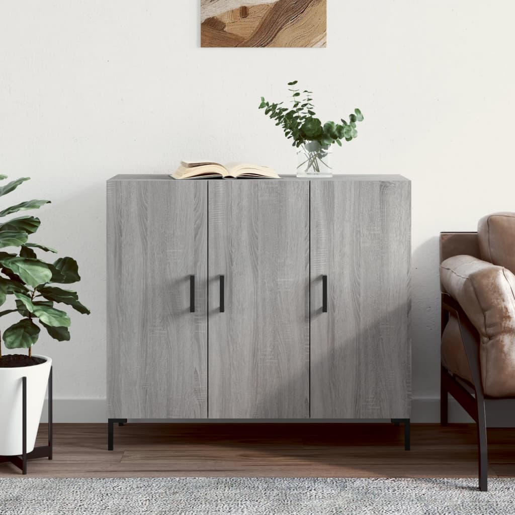 vidaXL Komoda sivý dub sonoma 90x34x80 cm kompozitné drevo