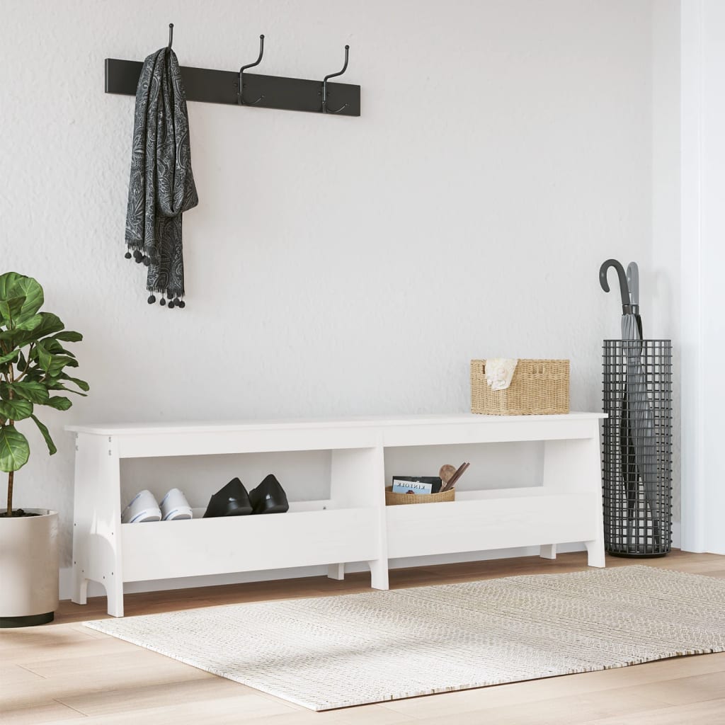 vidaXL Lavica do predsiene biela 160x28x45 cm masívna borovica
