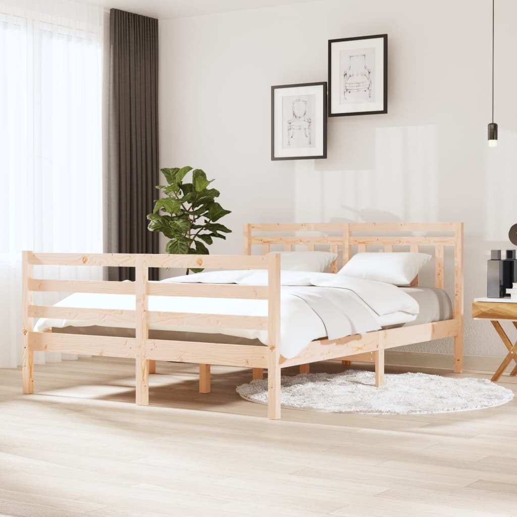 vidaXL Posteľný rám 135x190 cm dvojlôžko masívne drevo