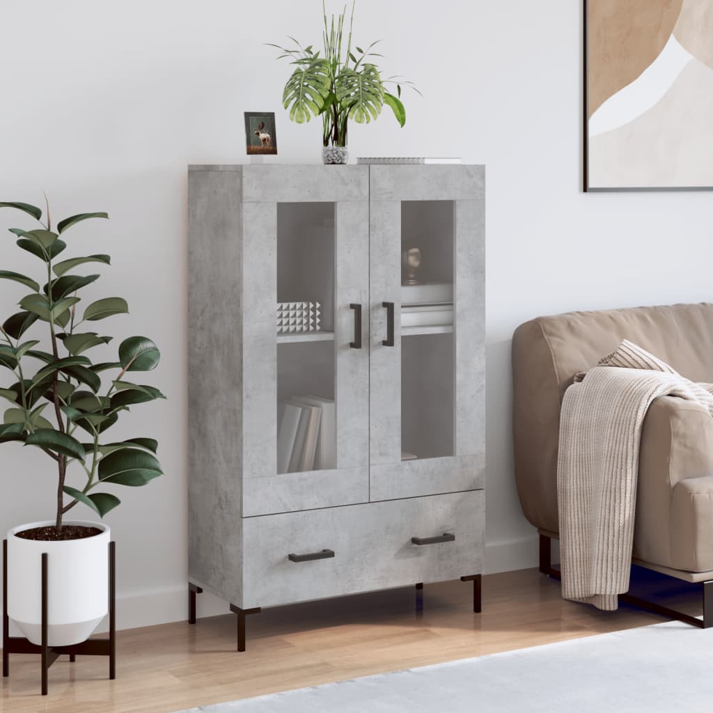 vidaXL Vysoká skrinka betónová sivá 69,5x31x115 cm kompozitné drevo