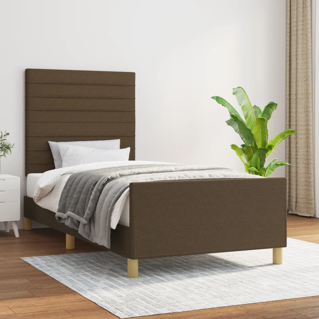 vidaXL Posteľ bez matraca tmavohnedá 90x190 cm látka