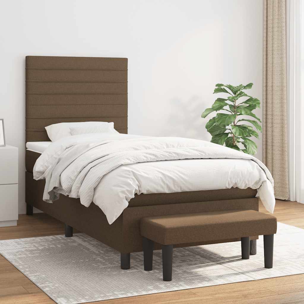 vidaXL Posteľný rám boxsping s matracom hnedý 90x200 cm látka