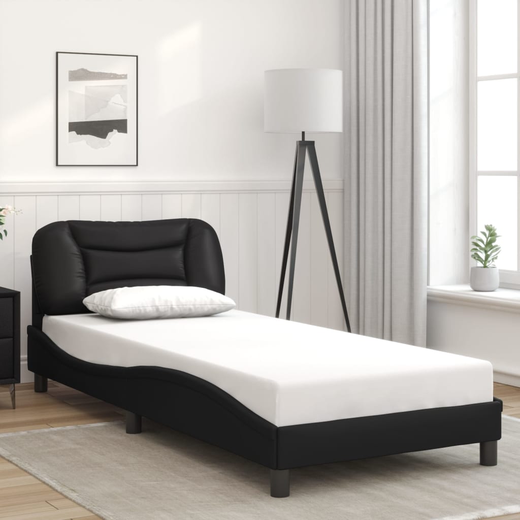 vidaXL Posteľný rám s čelom čierny 90x200 cm umelá koža