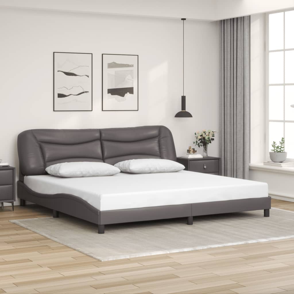 vidaXL Posteľný rám s čelom sivý 200x200 cm umelá koža