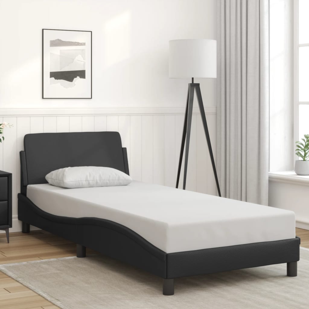 vidaXL Posteľný rám s čelom čierny 90x200 cm umelá koža