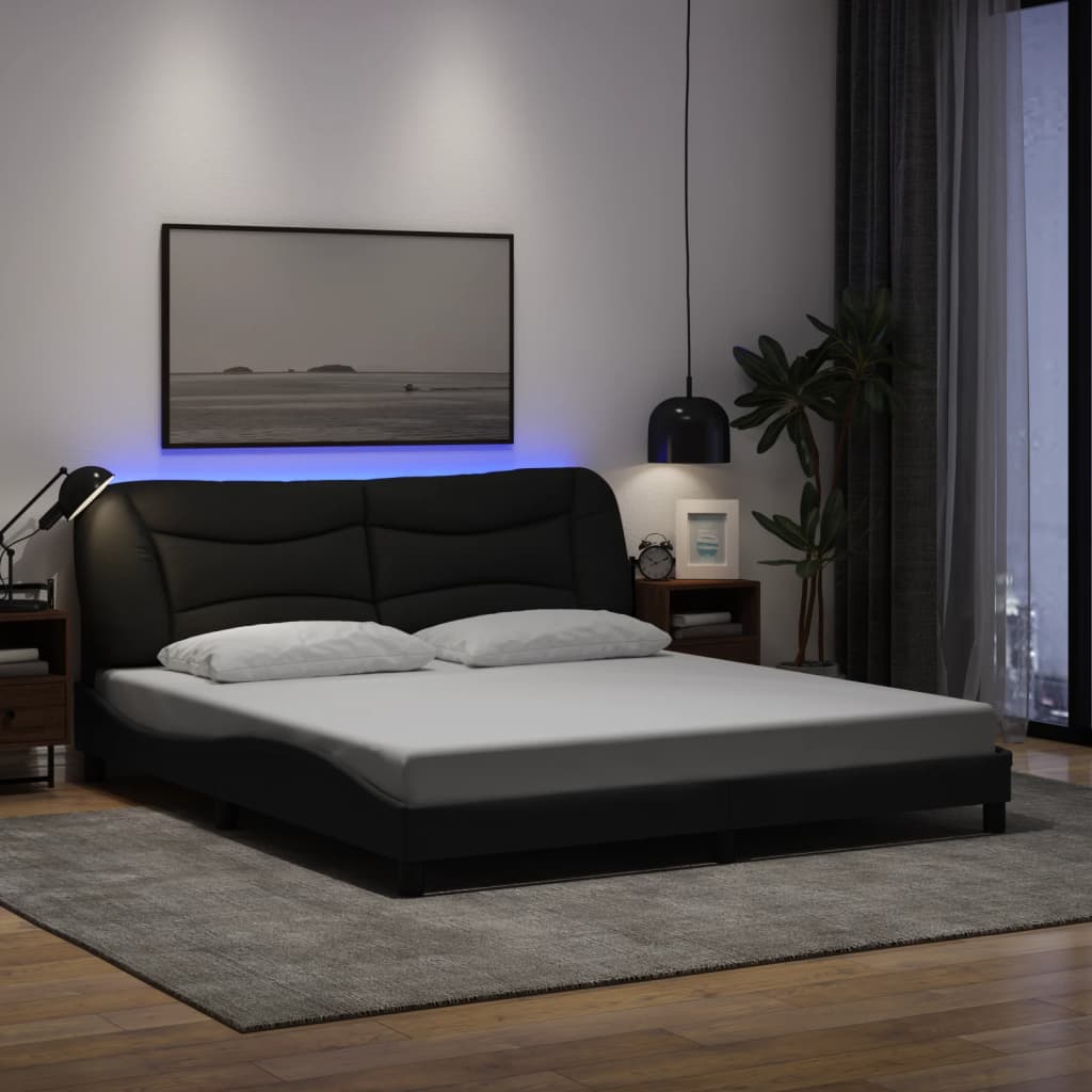 vidaXL Posteľ s LED bez matraca čierny 180x200 cm látka