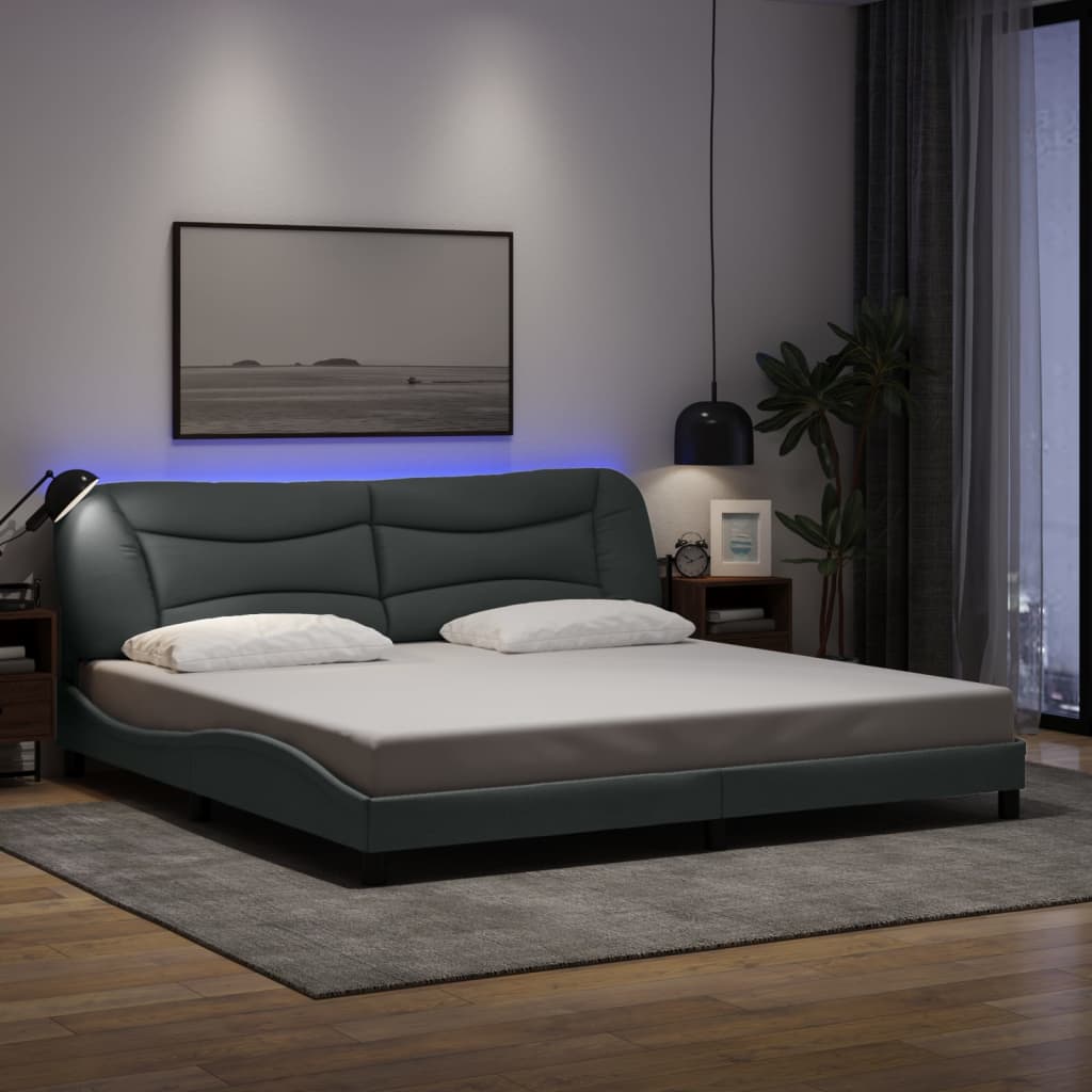 vidaXL Posteľ s LED bez matraca bledosivá 200x200 cm látka