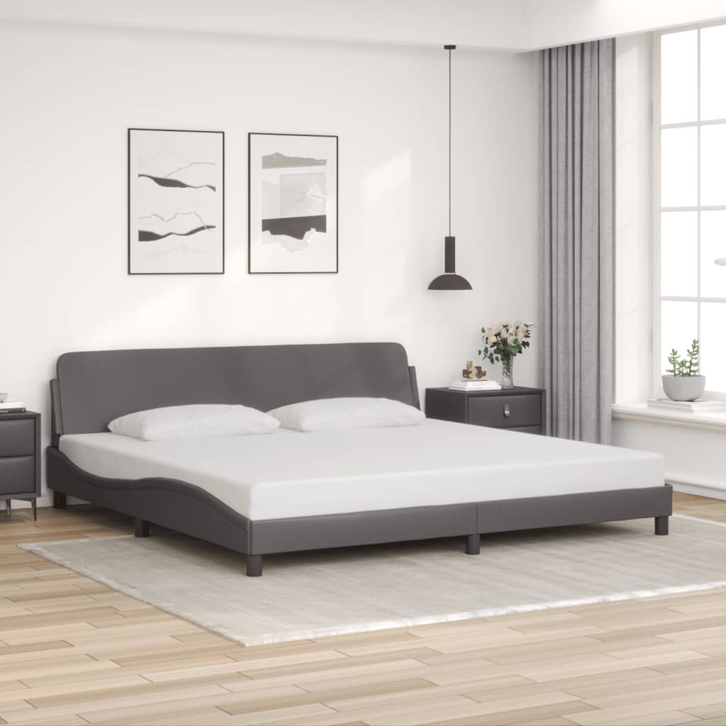 vidaXL Posteľný rám s čelom sivý 200x200 cm umelá koža