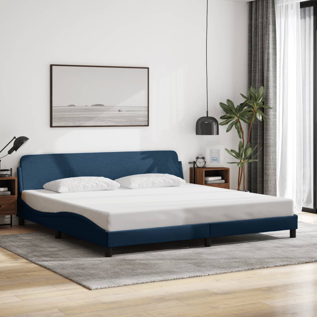 vidaXL Posteľ bez matraca modrá 200x200 cm látka