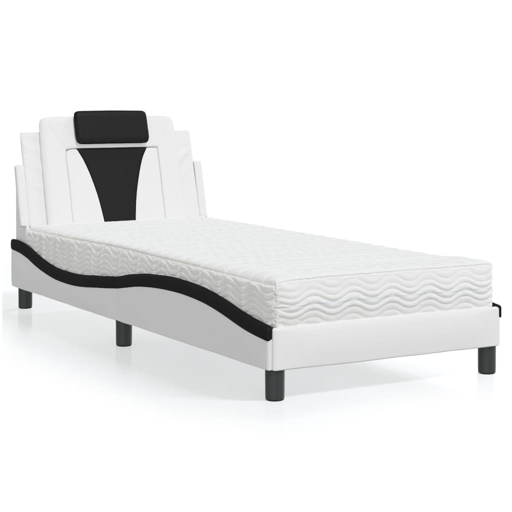 vidaXL Posteľ s matracom bielo-čierna 80x200 cm umelá koža