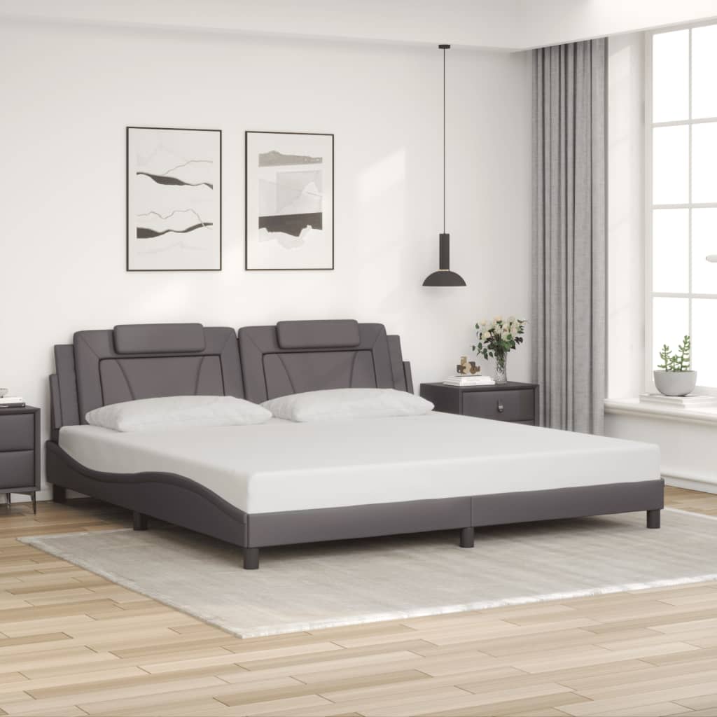 vidaXL Posteľný rám s čelom sivý 200x200 cm umelá koža