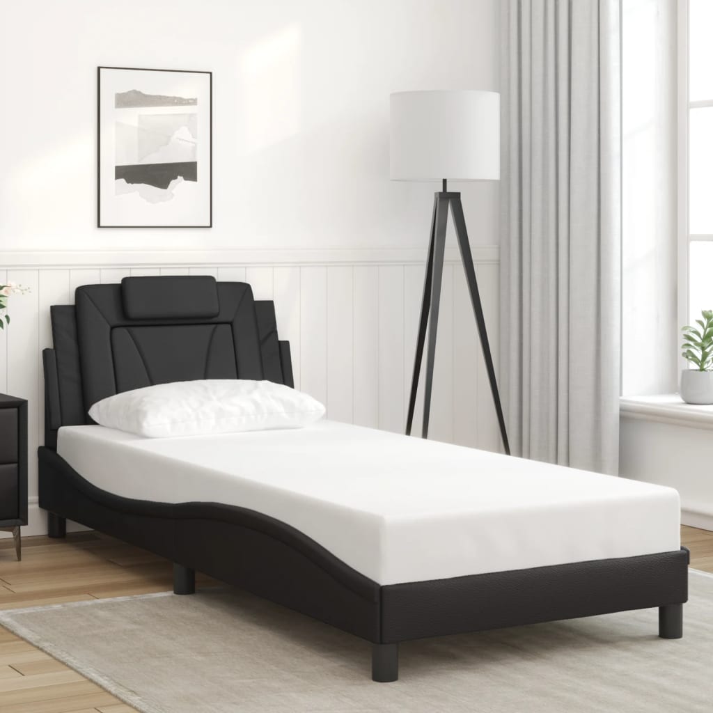 vidaXL Posteľný rám s čelom čierny 90x200 cm umelá koža