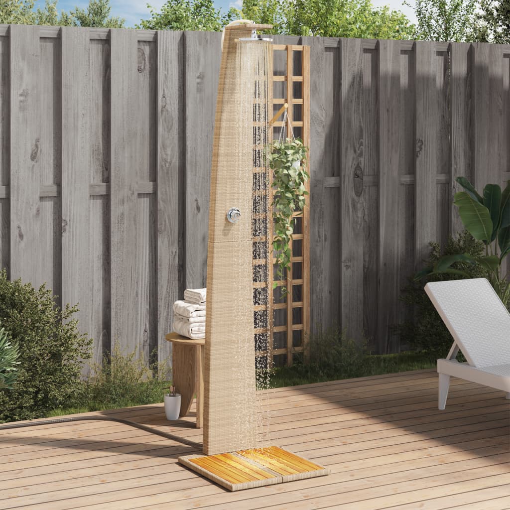 vidaXL Vonkajšia sprcha béžový 55x60x224 cm polyratan a akácia