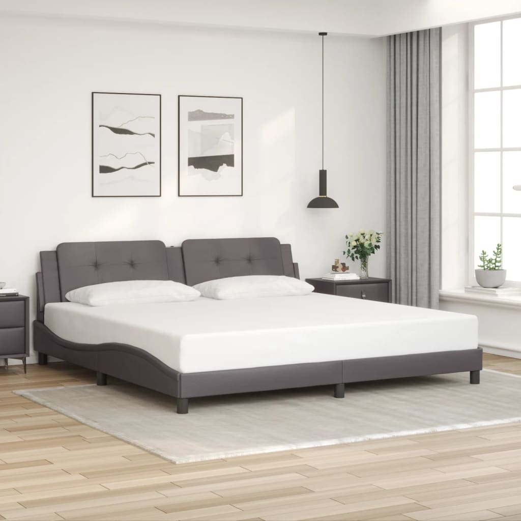 vidaXL Posteľný rám s čelom sivý 200x200 cm umelá koža