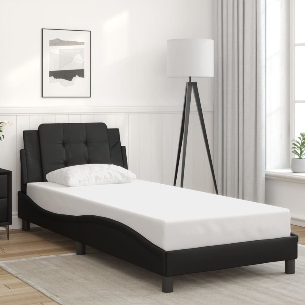 vidaXL Posteľný rám s čelom čierny 90x200 cm umelá koža