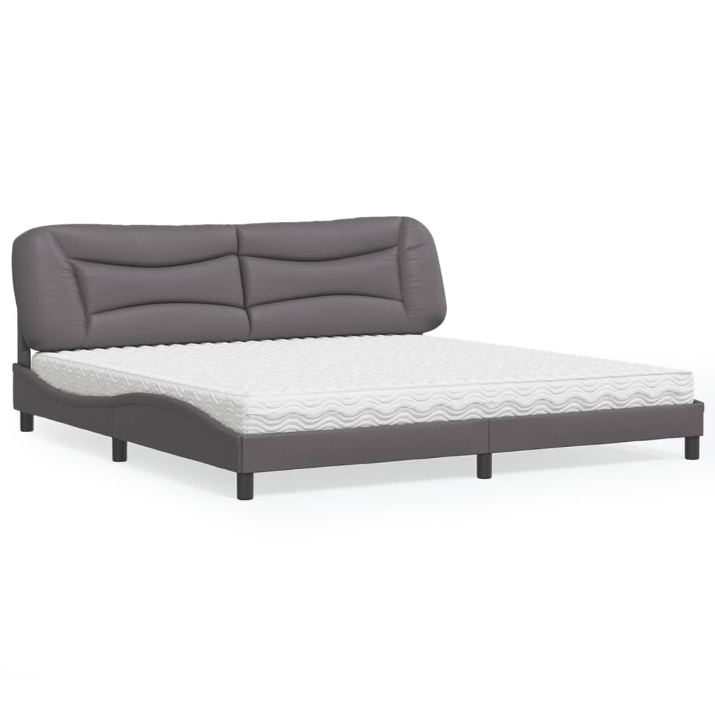 vidaXL Posteľ s matracom sivá 200x200 cm umelá koža