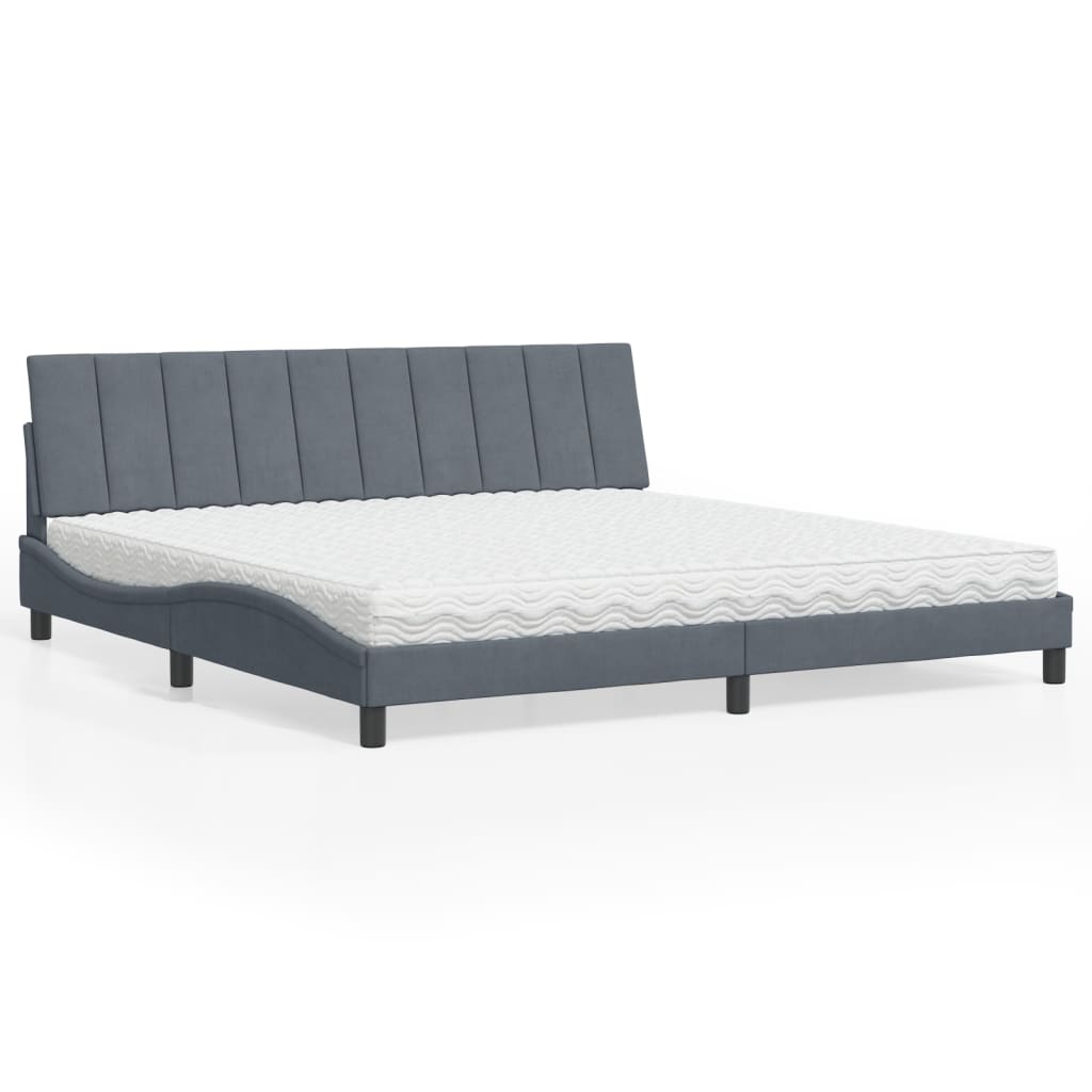 vidaXL Posteľný rám boxspring s matracom tmavosivý 200x200 cm zamat