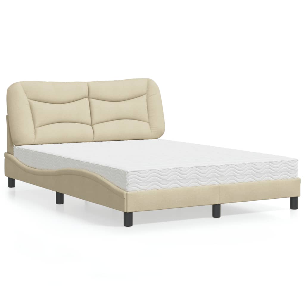 vidaXL Posteľ s matracom krémová 140x190 cm látka