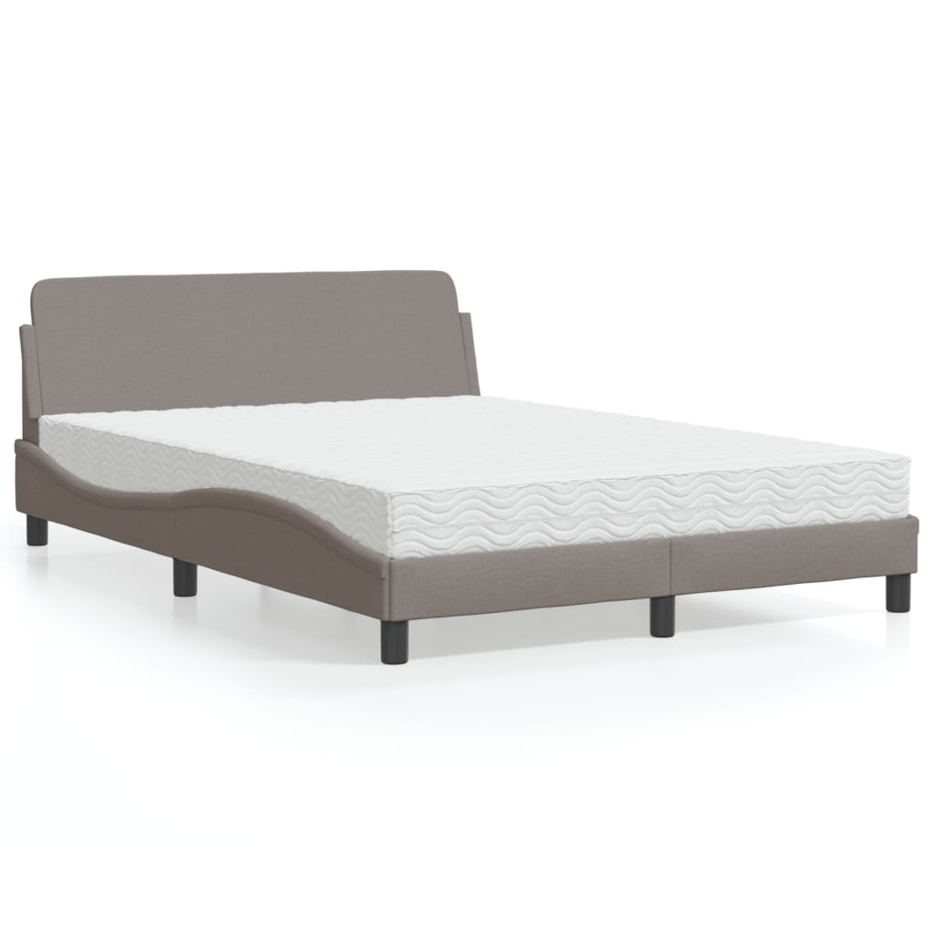 vidaXL Posteľ s matracom sivohnedá 140x190 cm látka