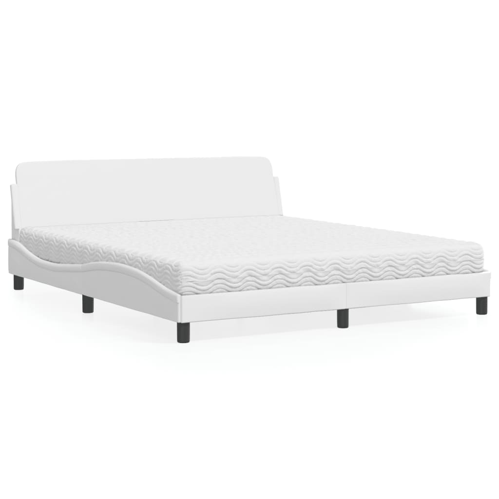 vidaXL Posteľ s matracom biela 180x200 cm umelá koža