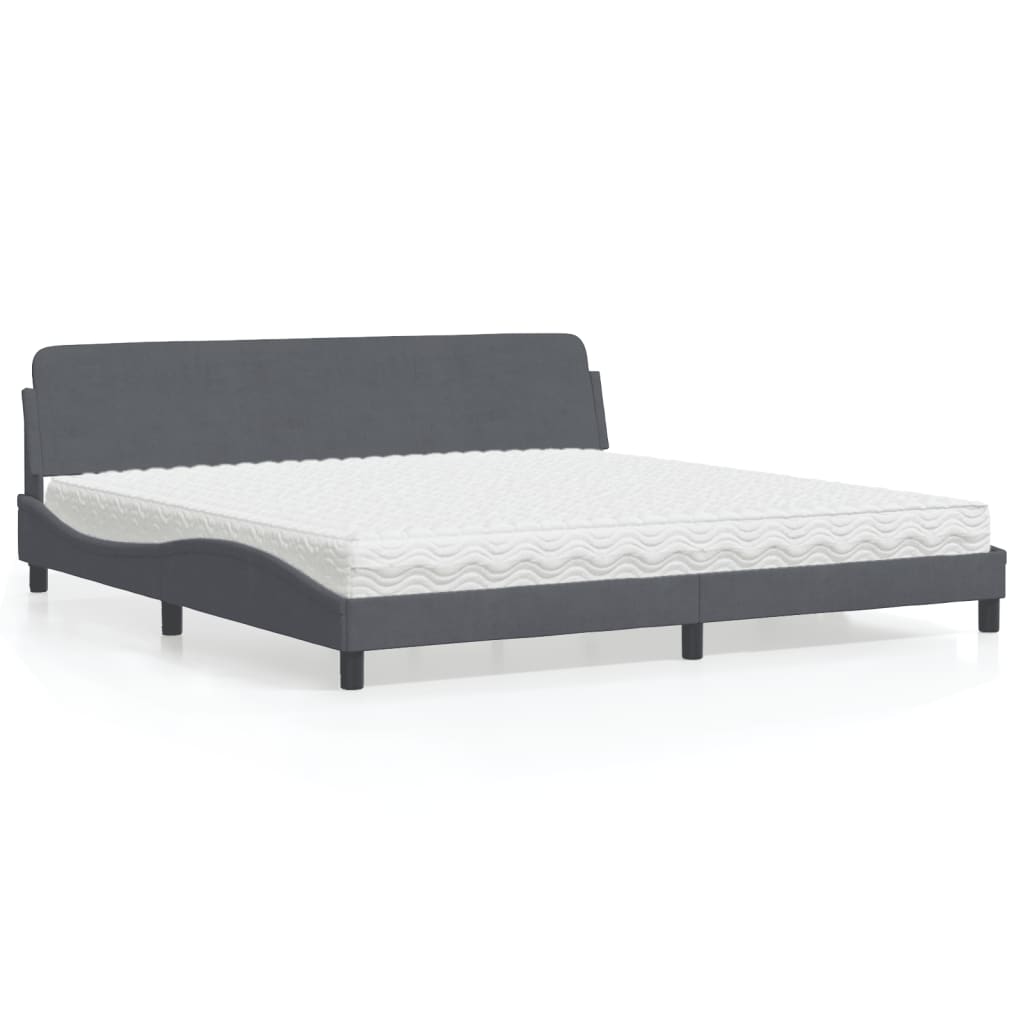 vidaXL Posteľný rám boxspring s matracom tmavosivý 200x200 cm zamat