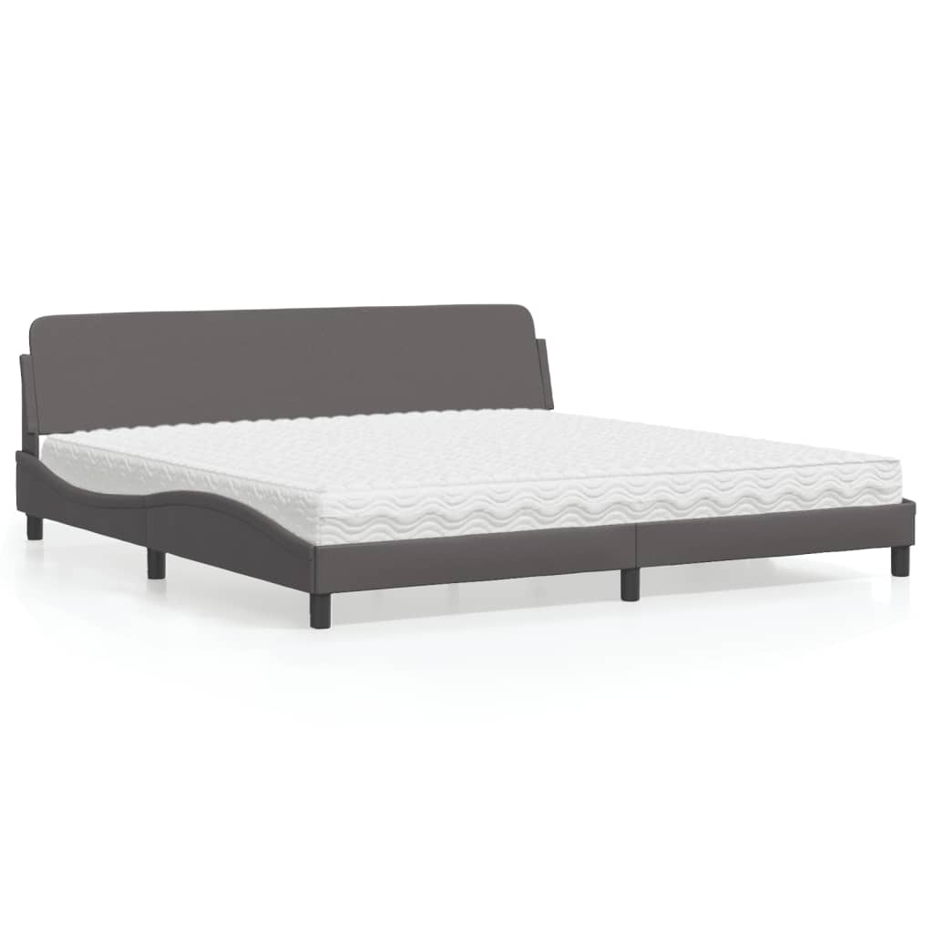 vidaXL Posteľ s matracom sivá 200x200 cm umelá koža