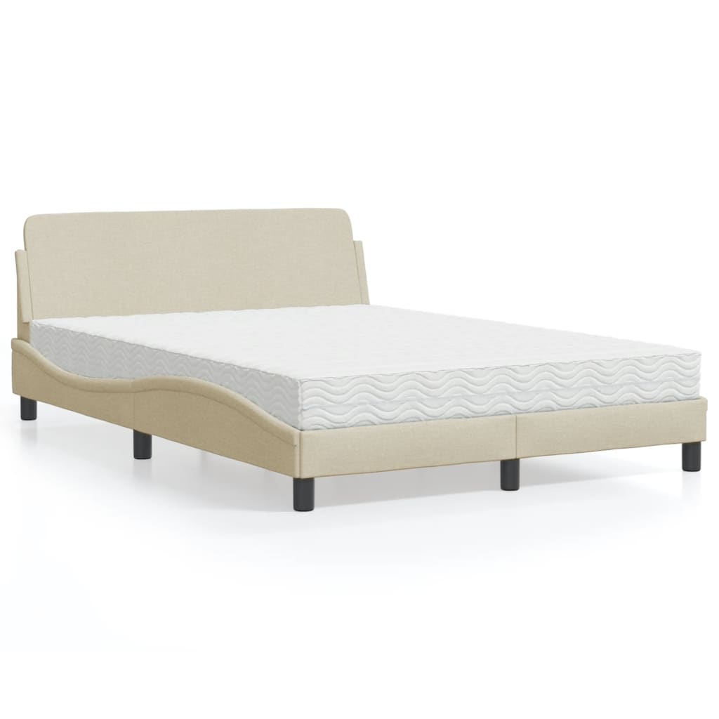 vidaXL Posteľ s matracom krémová 140x190 cm látka