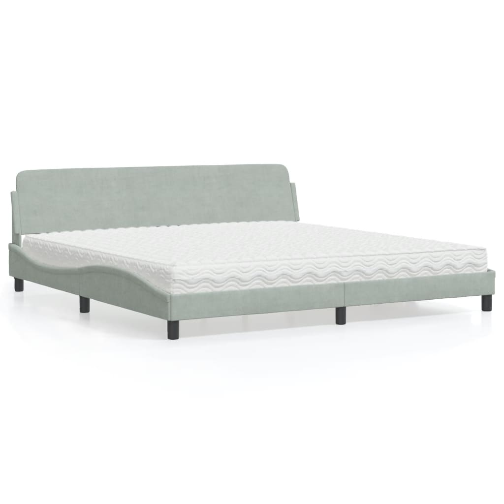 vidaXL Posteľný rám boxsping s matracom bledosivý 200x200 cm zamat